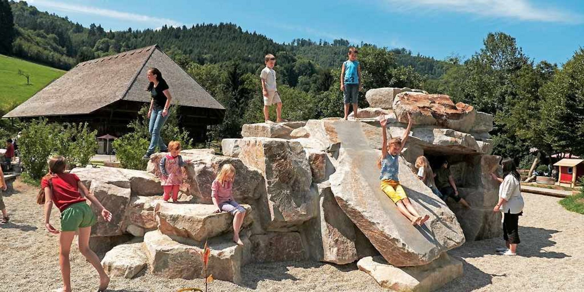 Panorama eines weitläufigen Museumsgeländes mit verschiedenen historischen Bauwerken.