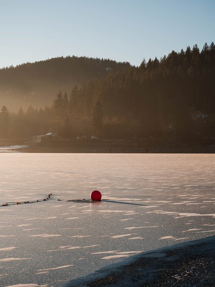 Boje eingefroren im See